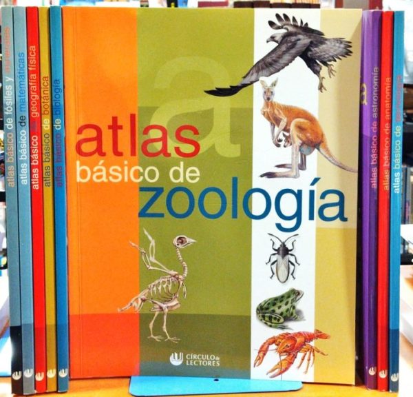 Atlas básico de – Biología- botánica-geografía física-zoología-matemáticas-minerales-tecnología-anatomía-astronomía ( 8 Tomos  )